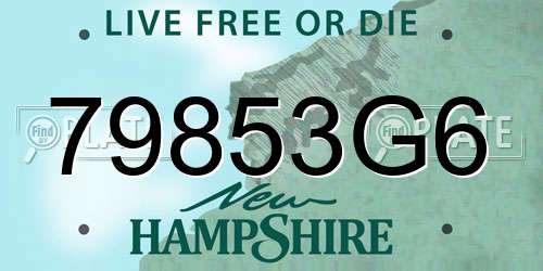 79853G6 New Hampshire License Plate