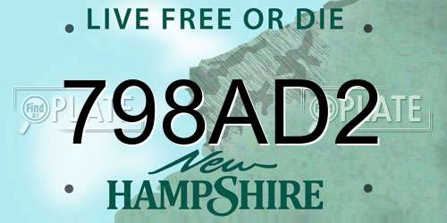 798AD2 New Hampshire License Plate