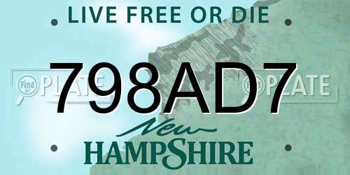 798AD7 New Hampshire License Plate