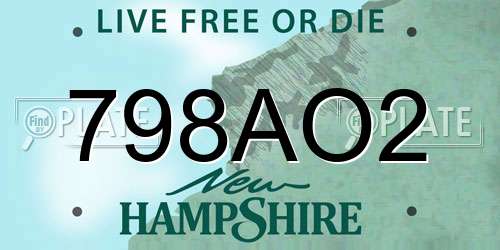 798AO2 New Hampshire License Plate