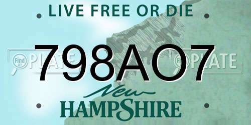 798AO7 New Hampshire License Plate