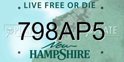 798AP5 New Hampshire License Plate