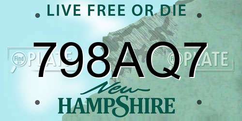 798AQ7 New Hampshire License Plate
