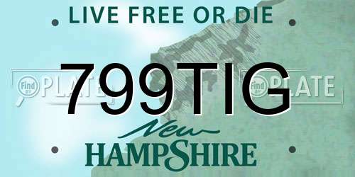 799TIG New Hampshire License Plate