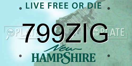 799ZIG New Hampshire License Plate