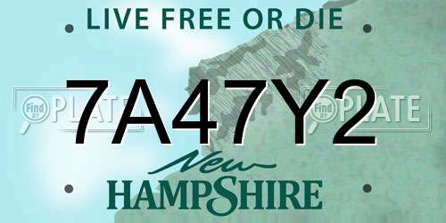 7A47Y2 New Hampshire License Plate