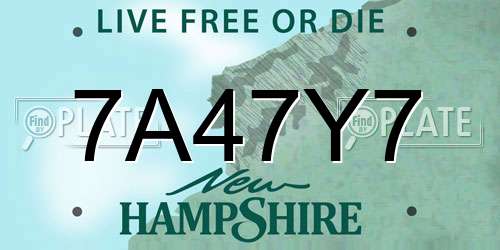 7A47Y7 New Hampshire License Plate