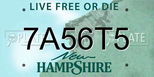 7A56T5 New Hampshire License Plate