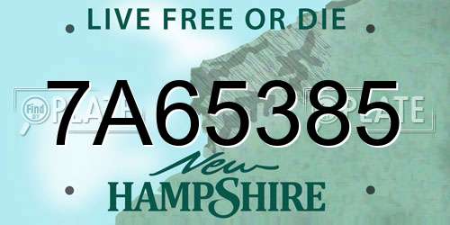 7A65385 New Hampshire License Plate