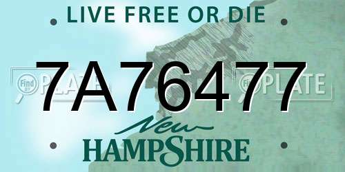 7A76477 New Hampshire License Plate