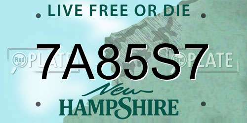 7A85S7 New Hampshire License Plate