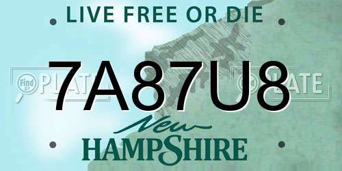 7A87U8 New Hampshire License Plate