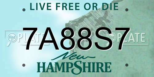 7A88S7 New Hampshire License Plate