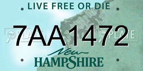 7AA1472 New Hampshire License Plate