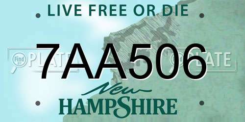 7AA506 New Hampshire License Plate
