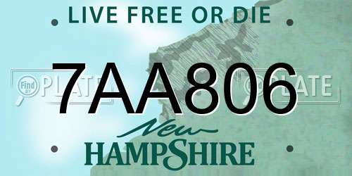 7AA806 New Hampshire License Plate