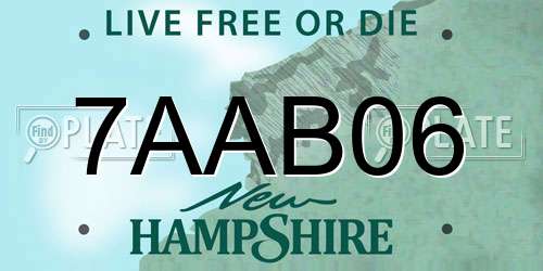 7AAB06 New Hampshire License Plate