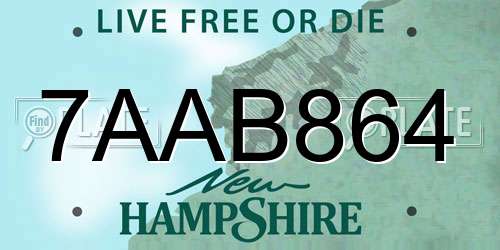 7AAB864 New Hampshire License Plate