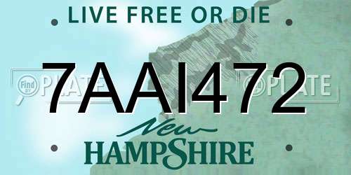7AAI472 New Hampshire License Plate