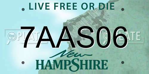 7AAS06 New Hampshire License Plate