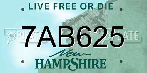 7AB625 New Hampshire License Plate