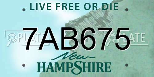 7AB675 New Hampshire License Plate