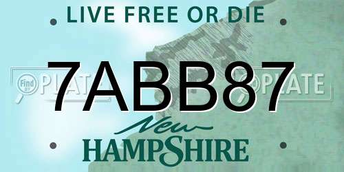 7ABB87 New Hampshire License Plate