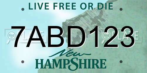 7ABD123 New Hampshire License Plate