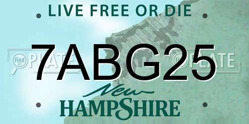 7ABG25 New Hampshire License Plate
