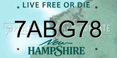 7ABG78 New Hampshire License Plate