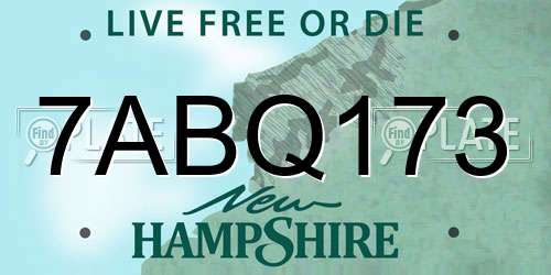 7ABQ173 New Hampshire License Plate