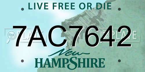 7AC7642 New Hampshire License Plate