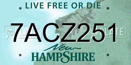 7ACZ251 New Hampshire License Plate