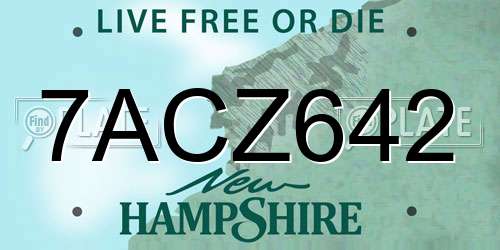 7ACZ642 New Hampshire License Plate