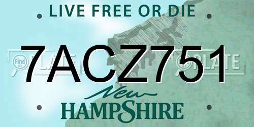 7ACZ751 New Hampshire License Plate