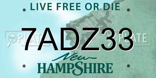 7ADZ33 New Hampshire License Plate