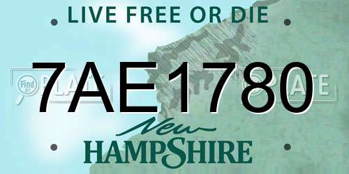 7AE1780 New Hampshire License Plate
