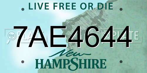 7AE4644 New Hampshire License Plate