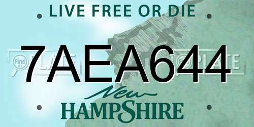 7AEA644 New Hampshire License Plate