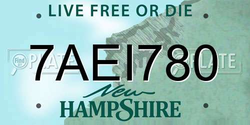 7AEI780 New Hampshire License Plate