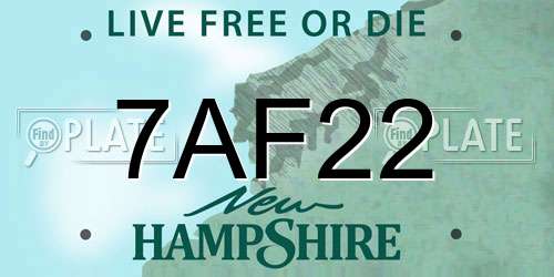 7AF22 New Hampshire License Plate