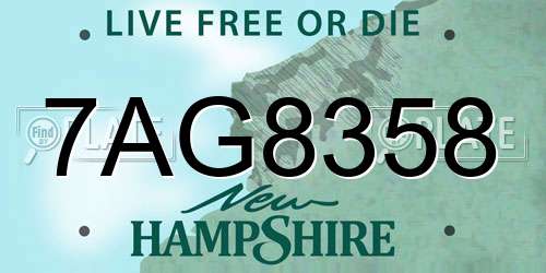 7AG8358 New Hampshire License Plate