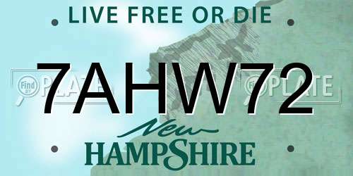 7AHW72 New Hampshire License Plate
