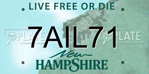 7AIL71 New Hampshire License Plate