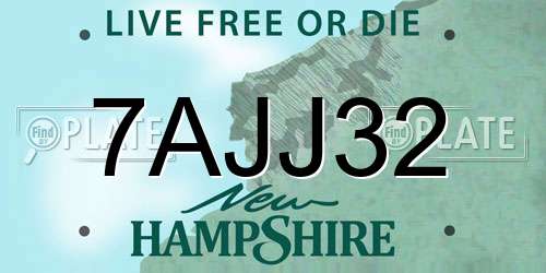 7AJJ32 New Hampshire License Plate