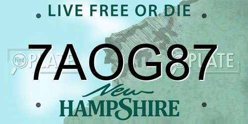 7AOG87 New Hampshire License Plate