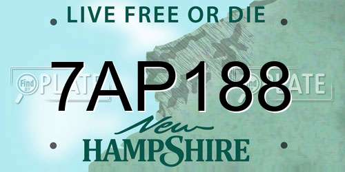 7AP188 New Hampshire License Plate