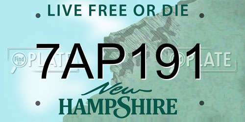 7AP191 New Hampshire License Plate