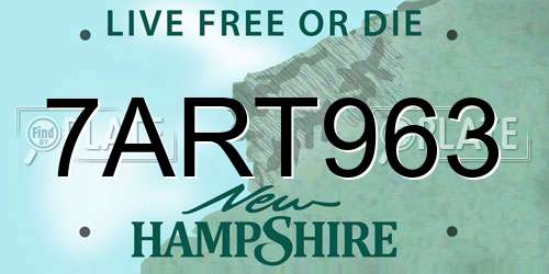 7ART963 New Hampshire License Plate