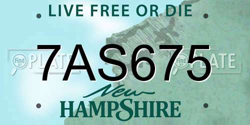 7AS675 New Hampshire License Plate
